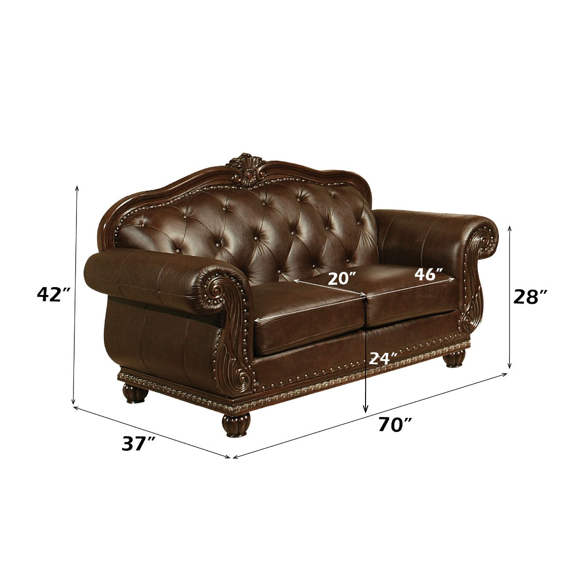 ACME Anondale Espresso Top Grain Leather Match & Cherry Loveseat Model 15031
