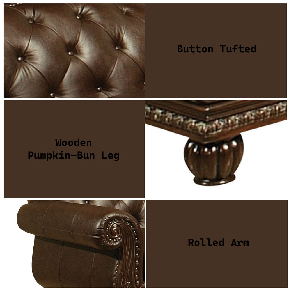 ACME Anondale Espresso Top Grain Leather Match & Cherry Loveseat Model 15031