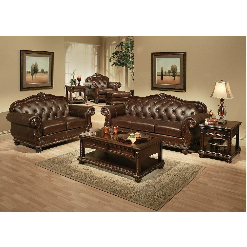 ACME Anondale Espresso Top Grain Leather Match & Cherry Loveseat Model 15031
