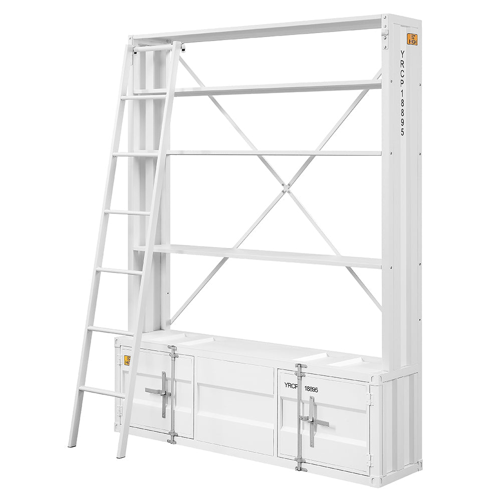 ACME Cargo White Bookcase with Ladder Model 39882