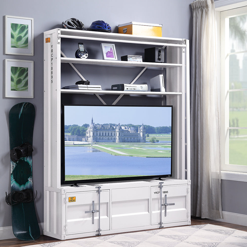 ACME Cargo White Bookcase with Ladder Model 39882