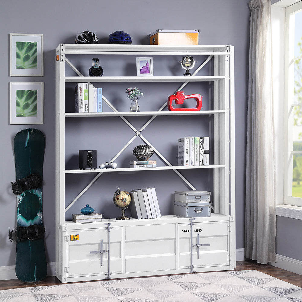 ACME Cargo White Bookcase with Ladder Model 39882