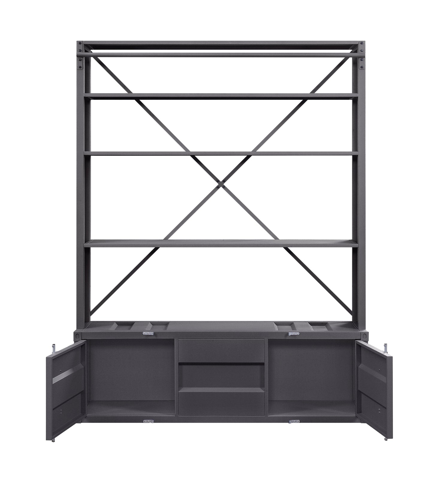 ACME Cargo Gunmetal Bookcase with Ladder Model 39887