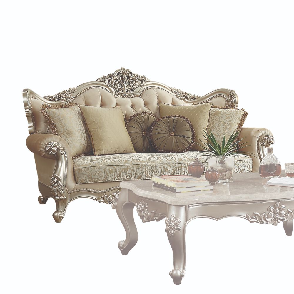 ACME Bently Fabric & Champagne Sofa with 7 Pillows(Same LV01579) Model 50660