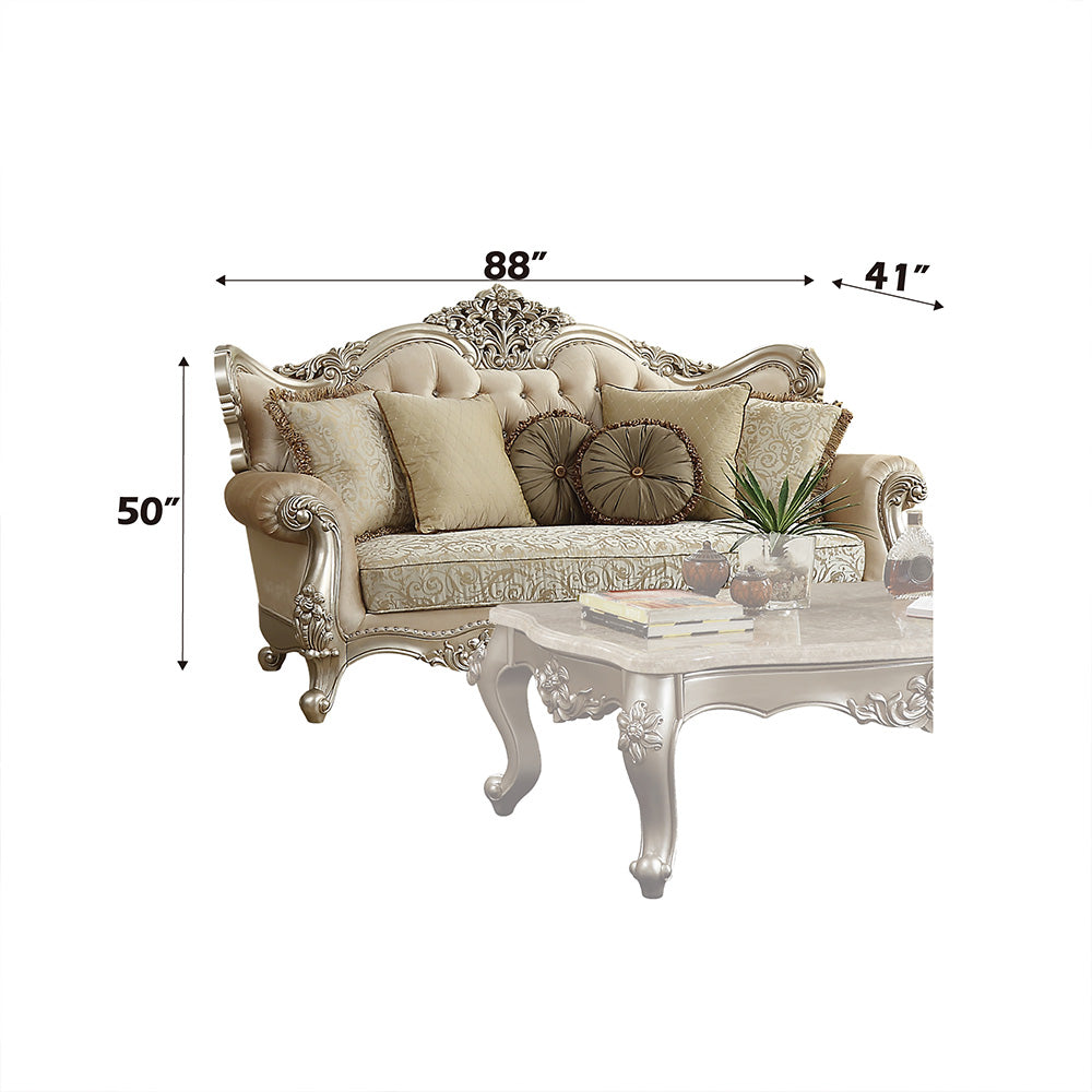 ACME Bently Fabric & Champagne Sofa with 7 Pillows(Same LV01579) Model 50660