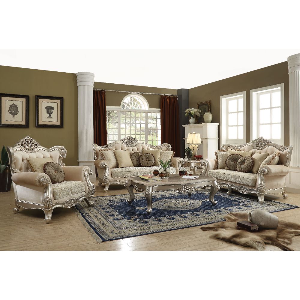 ACME Bently Fabric & Champagne Sofa with 7 Pillows(Same LV01579) Model 50660