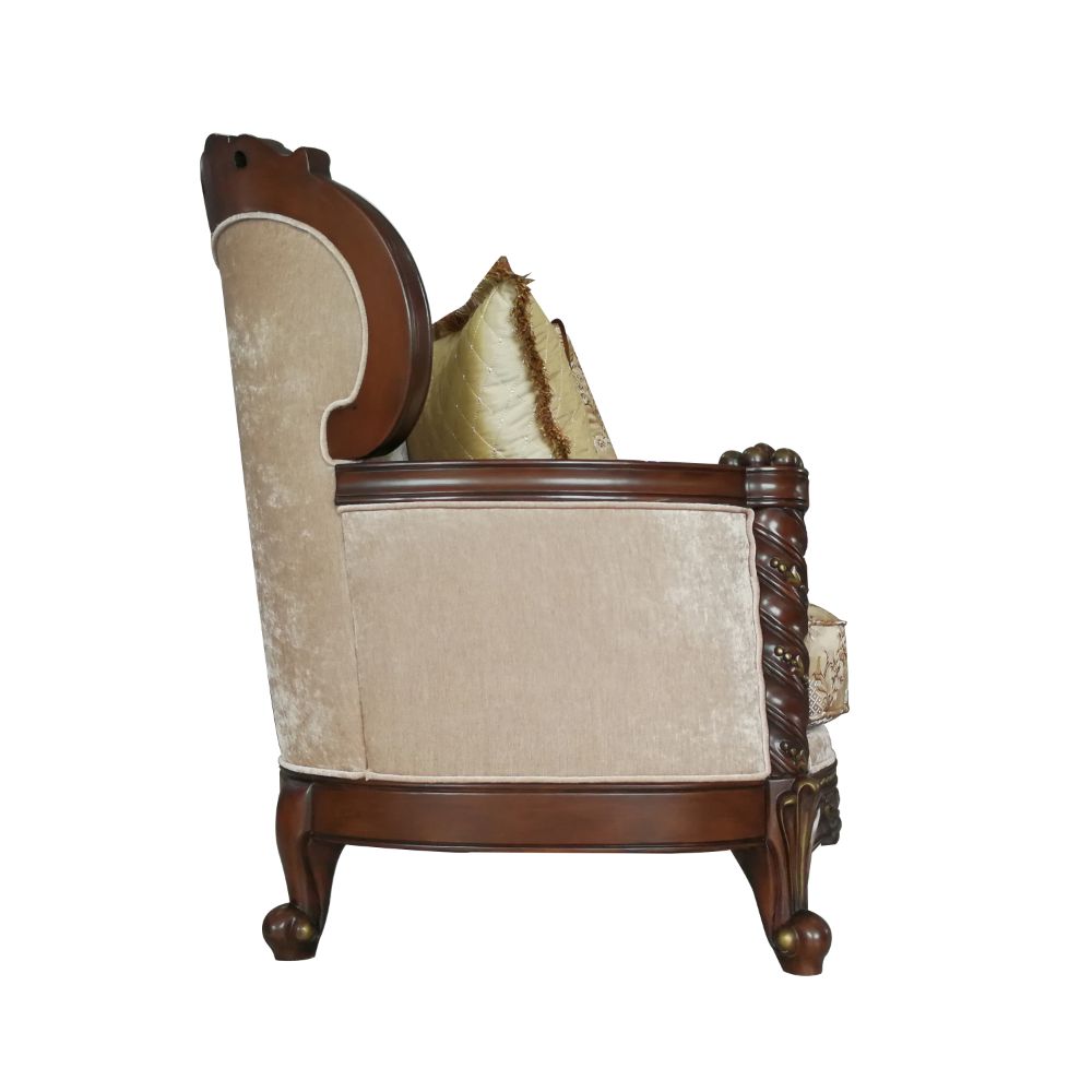 ACME Devayne Fabric & Dark Walnut Sofa with 6 Pillows(Same LV01582) Model 50685
