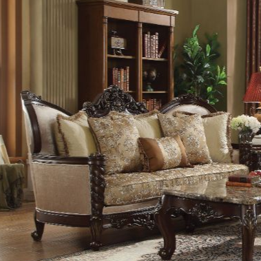 ACME Devayne Fabric & Dark Walnut Sofa with 6 Pillows(Same LV01582) Model 50685