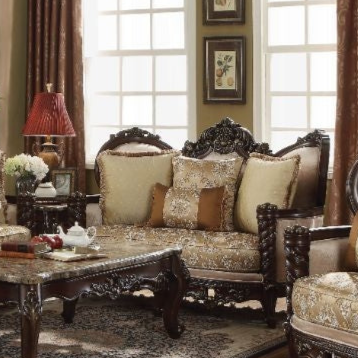 ACME Devayne Fabric & Dark Walnut Loveseat with 4 Pillows(Same LV01583) Model 50686
