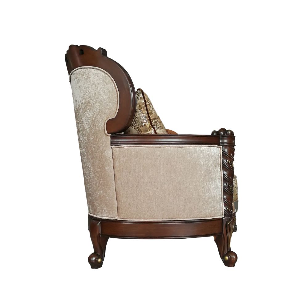ACME Devayne Fabric & Dark Walnut Loveseat with 4 Pillows(Same LV01583) Model 50686