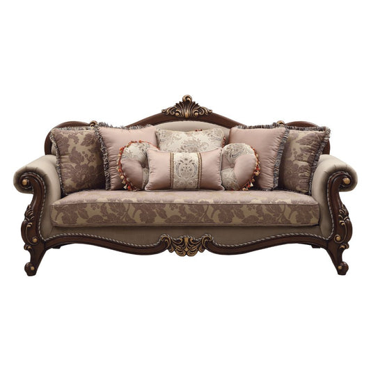 ACME Mehadi Velvet & Walnut Sofa with 8 Pillows Model 50690