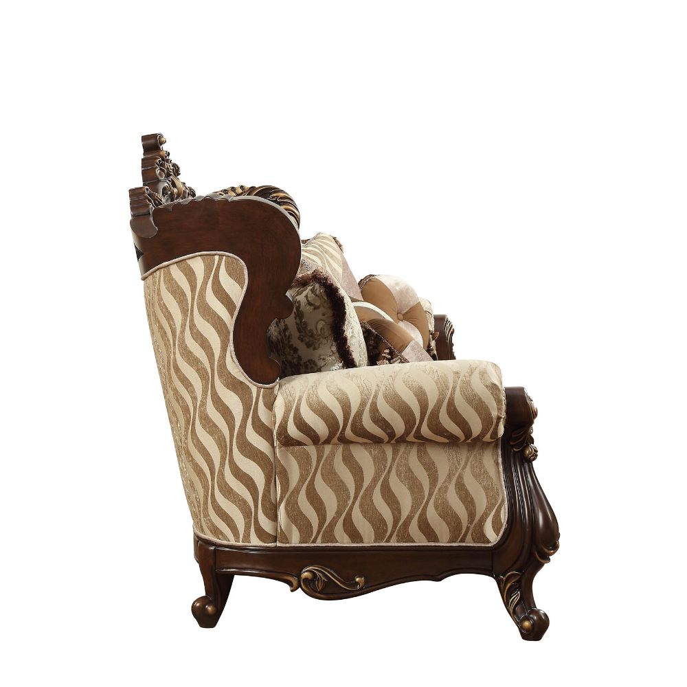 ACME Shalisa Fabric & Walnut Sofa with 7 Pillows(Same LV01585) Model 51050