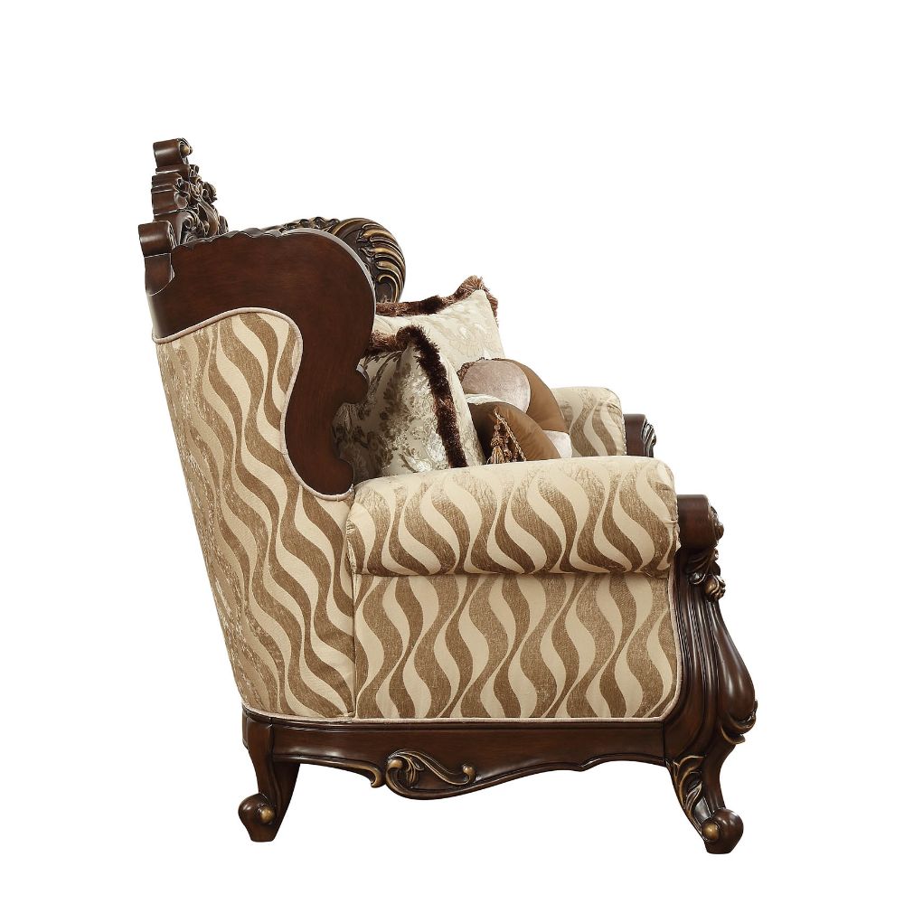 ACME Shalisa Fabric & Walnut Loveseat with 5 Pillows(Same LV01586) Model 51051