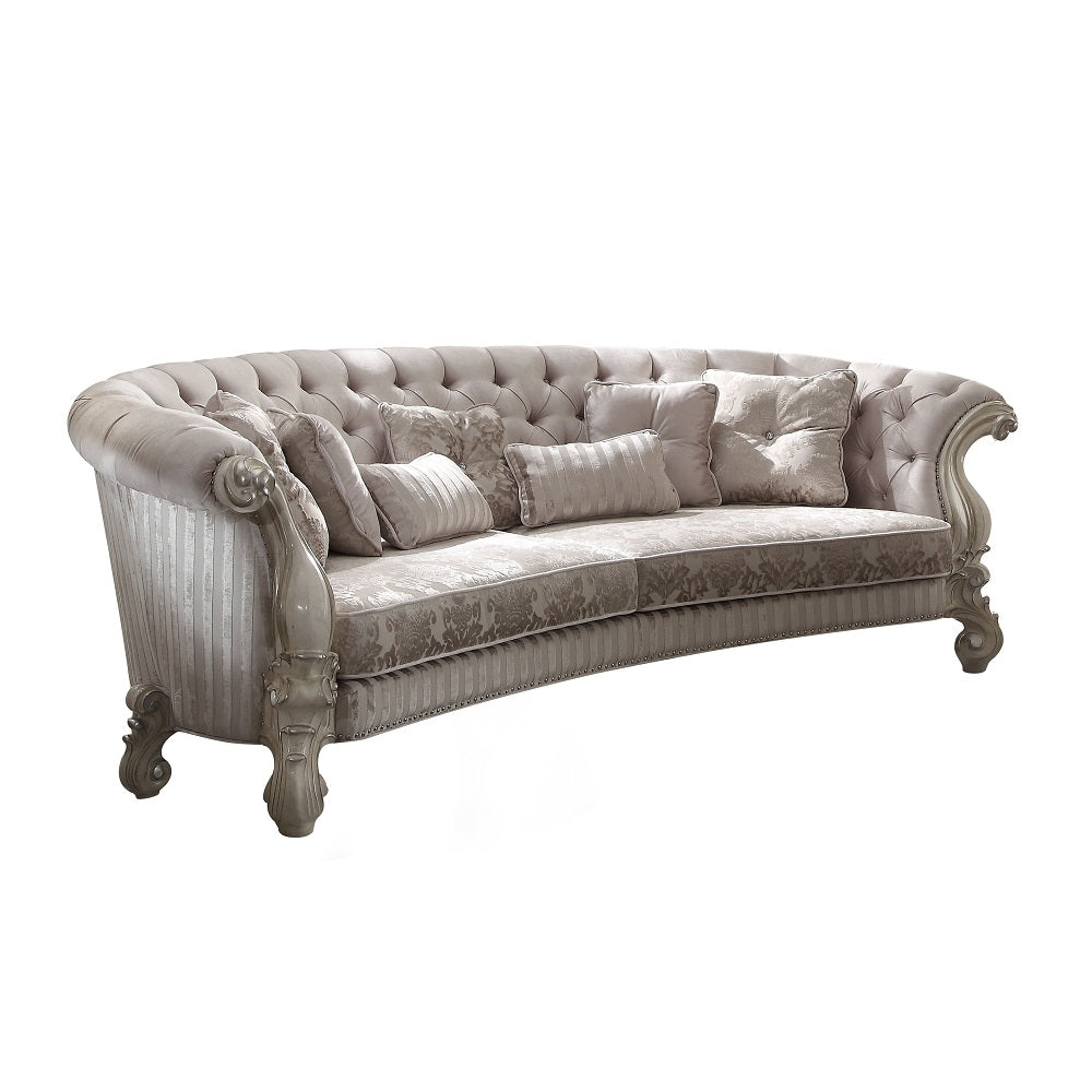 ACME Versailles Ivory Fabric & Bone White Sofa with 5 Pillows Model 52085