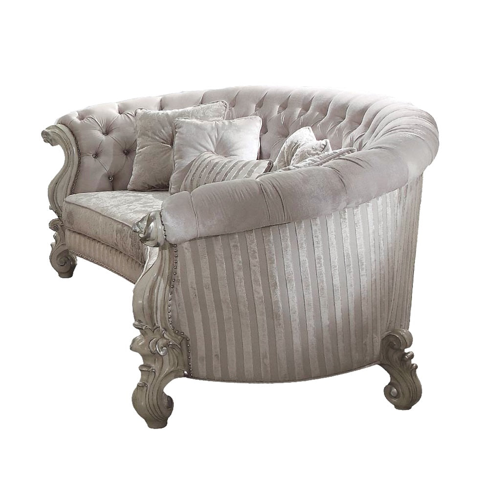 ACME Versailles Ivory Fabric & Bone White Sofa with 5 Pillows Model 52085