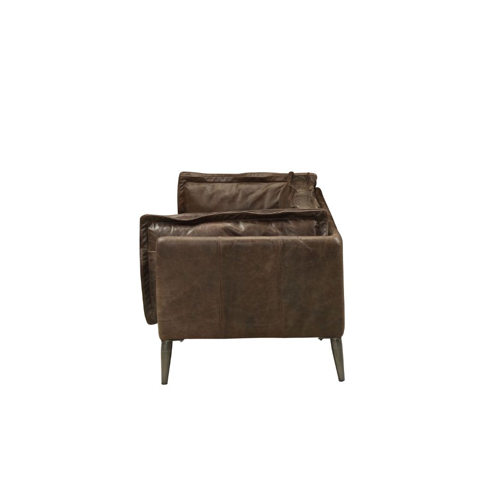 ACME Porchester Distress Chocolate Top Grain Leather Sofa Model 52480