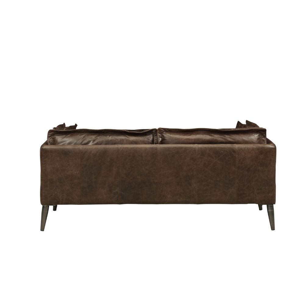 ACME Porchester Distress Chocolate Top Grain Leather Loveseat Model 52481