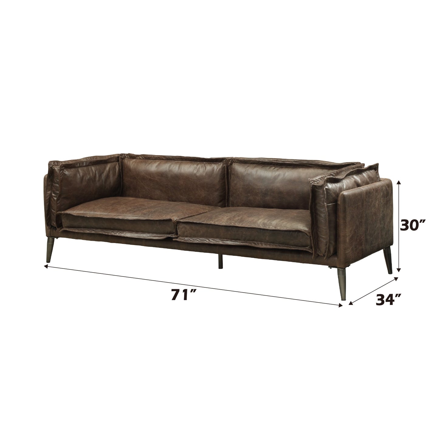 ACME Porchester Distress Chocolate Top Grain Leather Loveseat Model 52481