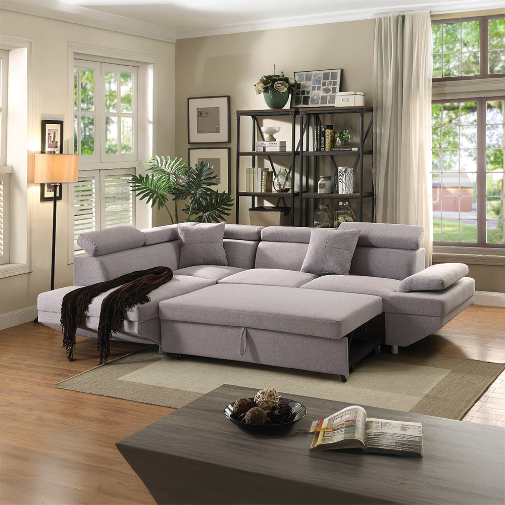 ACME Jemima Gray Fabric Sectiona Sofa Model 52990