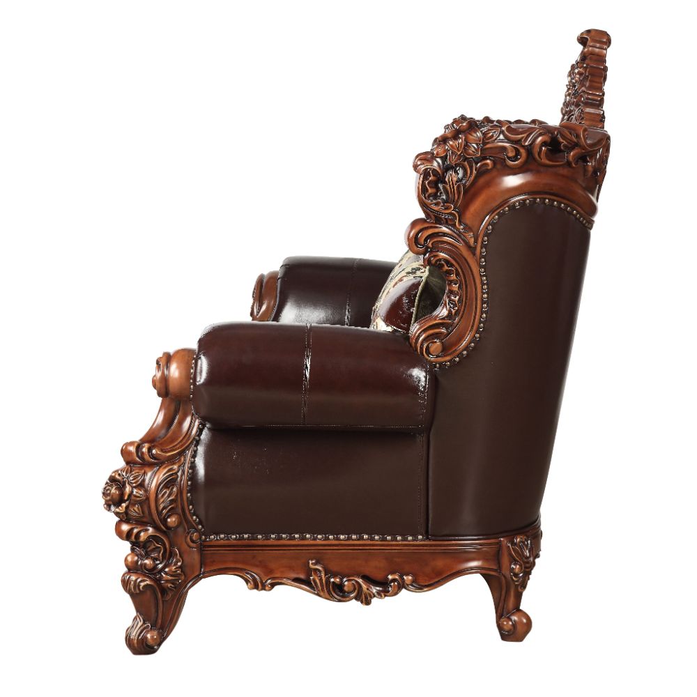 ACME Forsythia Espresso Top Grain Leather Match & Walnut Sofa Model 53070