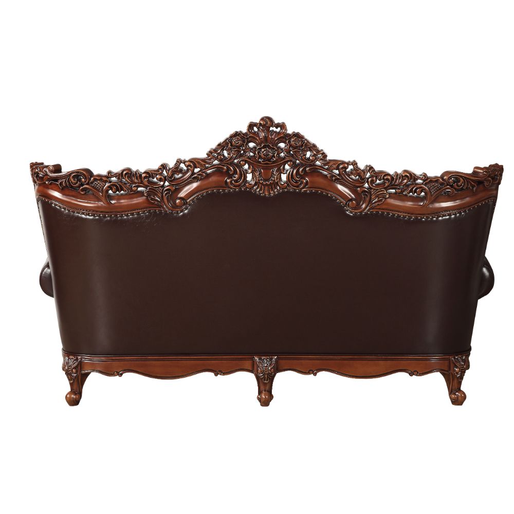 ACME Forsythia Espresso Top Grain Leather Match & Walnut Sofa Model 53070