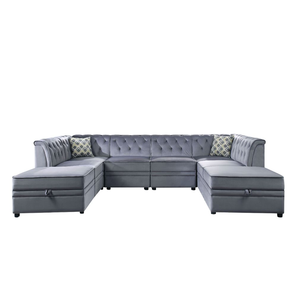 ACME Bois II Gray Velvet Modular Armless Chair Model 53305