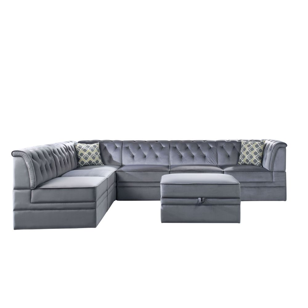 ACME Bois II Gray Velvet Modular Armless Chair Model 53305