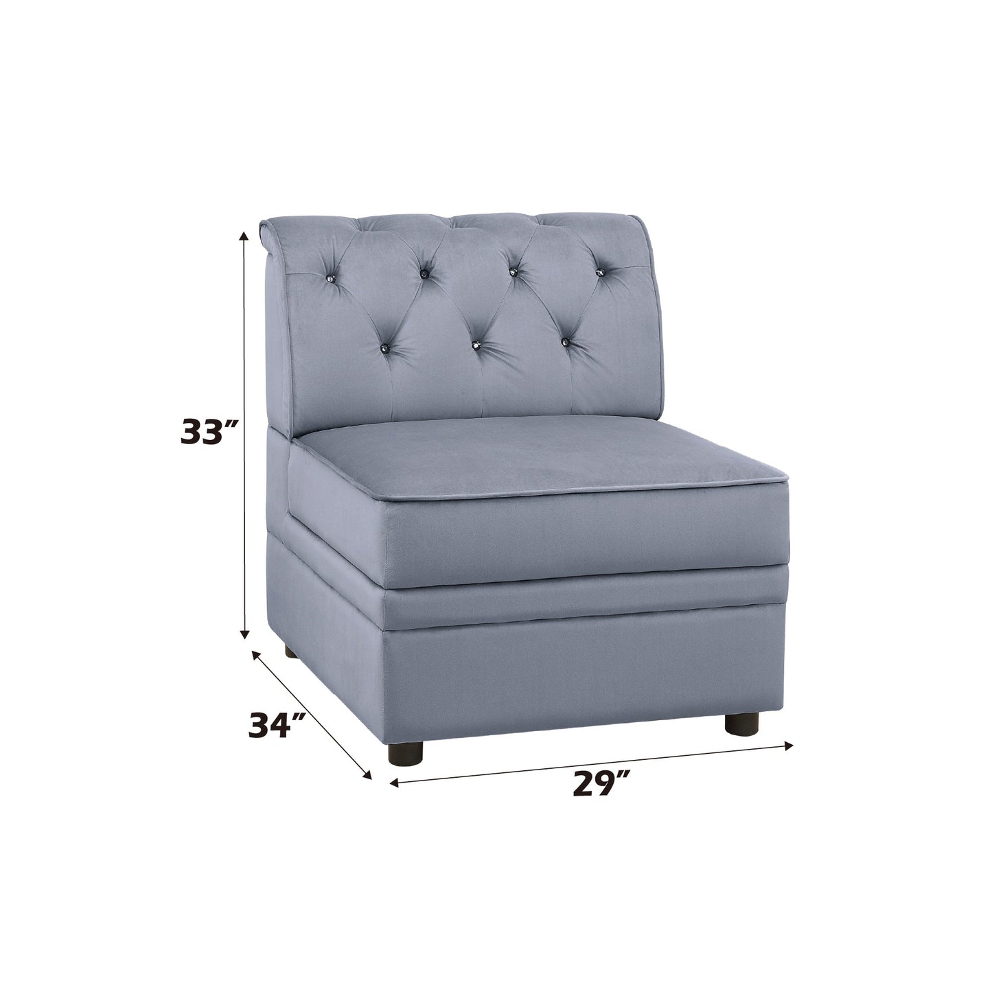 ACME Bois II Gray Velvet Modular Armless Chair Model 53305