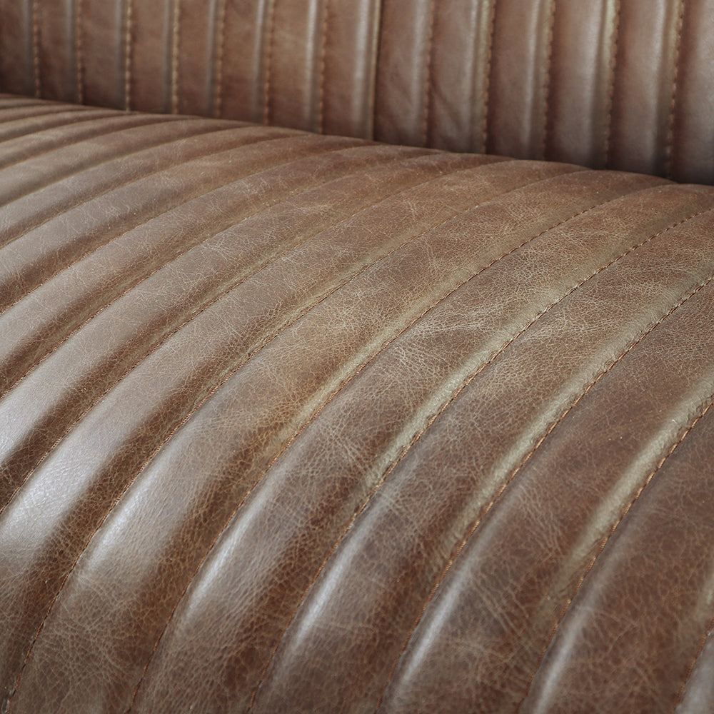 ACME Brancaster Retro Brown Top Grain Leather & Aluminum Loveseat Model 53546