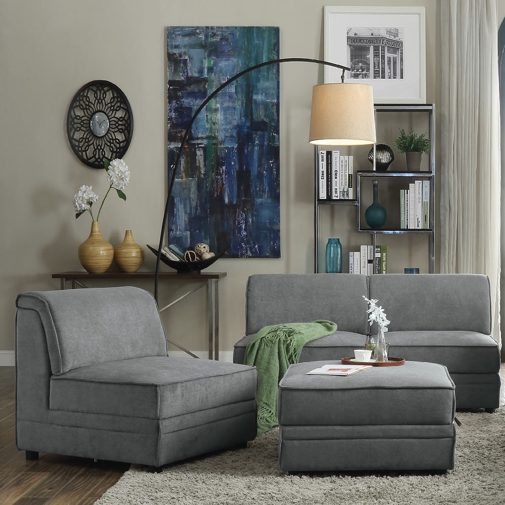 ACME Bois Gray Velvet Modular Armless Chair Model 53780