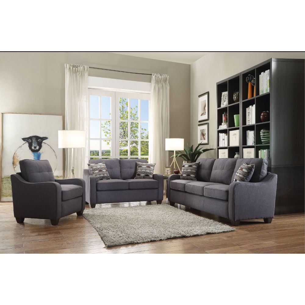 ACME Cleavon II Gray Linen Sofa with 2 Pillows Model 53790