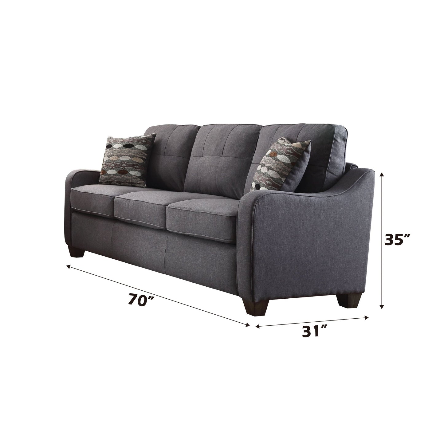 ACME Cleavon II Gray Linen Sofa with 2 Pillows Model 53790