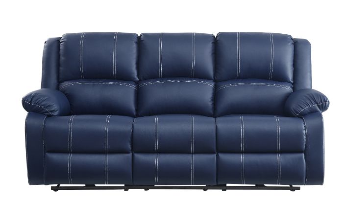 ACME Zuriel Blue Synthetic Leather Power Motion Sofa with USB Port Model 54615