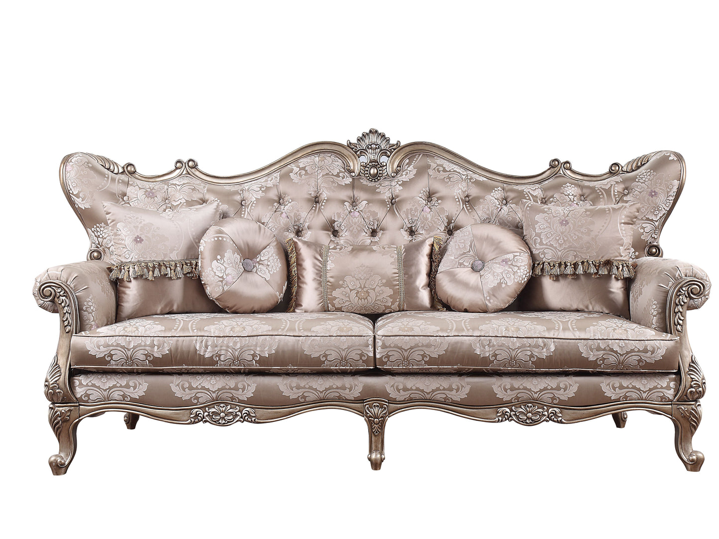 ACME Jayceon Fabric & Champagne Sofa with 5 Pillows Model 54865