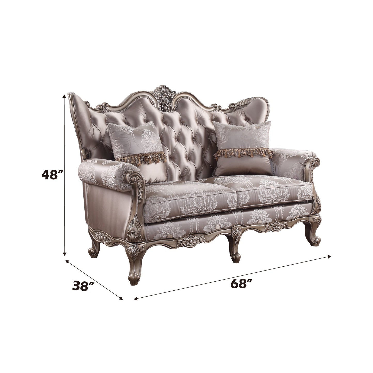 ACME Jayceon Fabric & Champagne Loveseat with 2 Pillows Model 54866