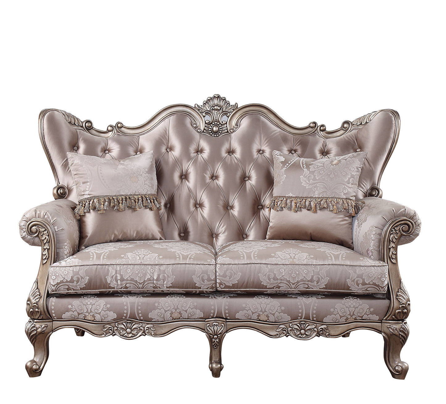 ACME Jayceon Fabric & Champagne Loveseat with 2 Pillows Model 54866