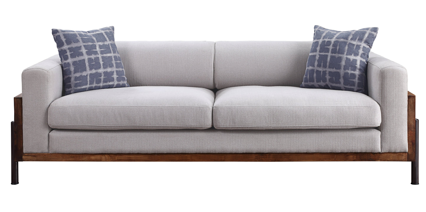 ACME Pelton Fabric & Walnut Sofa with 2 Pillows Model 54890