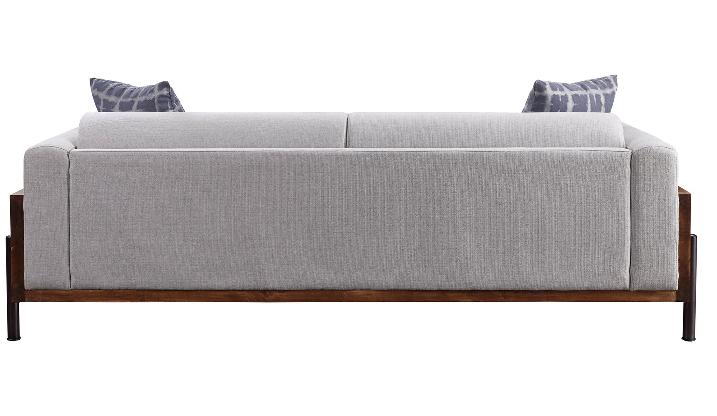 ACME Pelton Fabric & Walnut Sofa with 2 Pillows Model 54890
