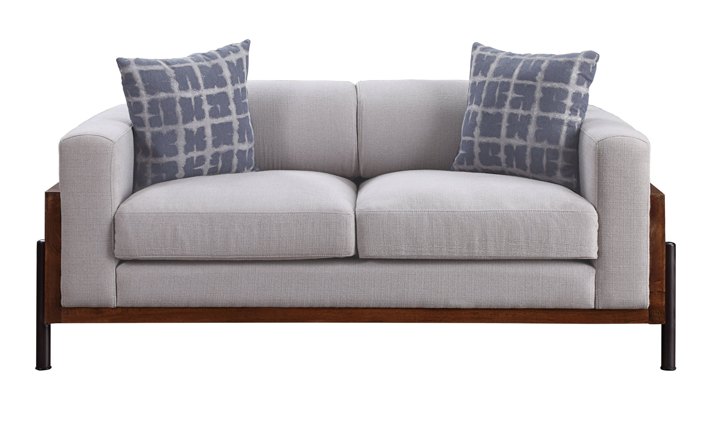 ACME Pelton Fabric & Walnut Loveseat with 2 Pillows Model 54891
