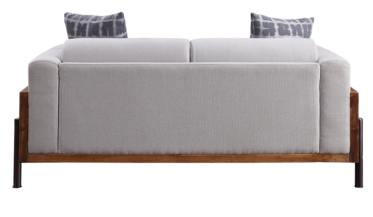 ACME Pelton Fabric & Walnut Loveseat with 2 Pillows Model 54891