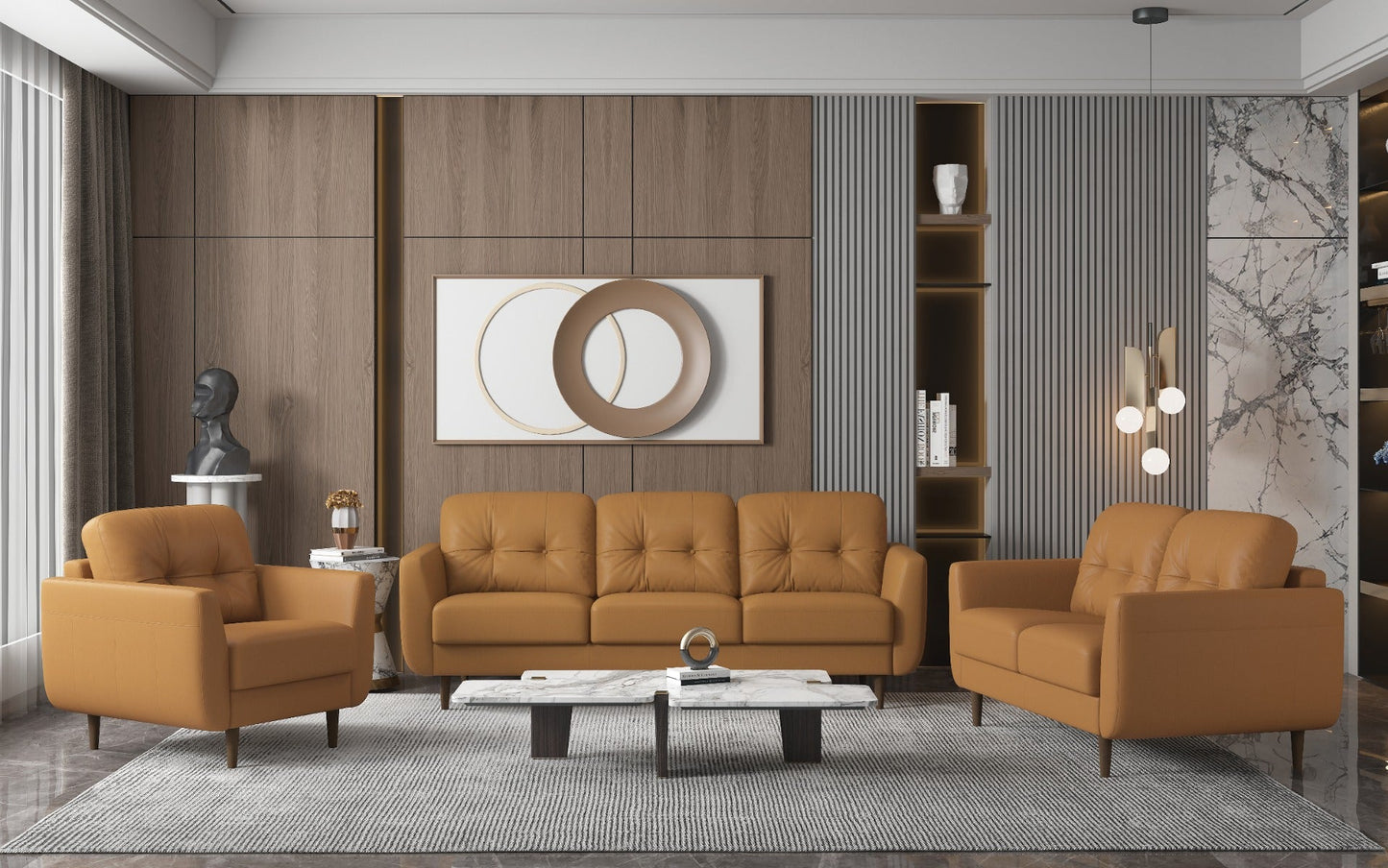 ACME Radwan Camel Top Grain Leather Sofa Model 54955
