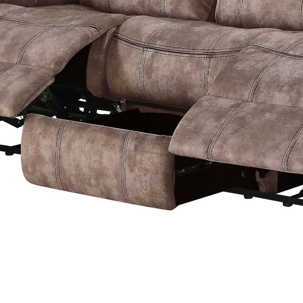ACME Zubaida Two Tone Chocolate Velvet Motion Sofa & Console with USB Port Model 55020