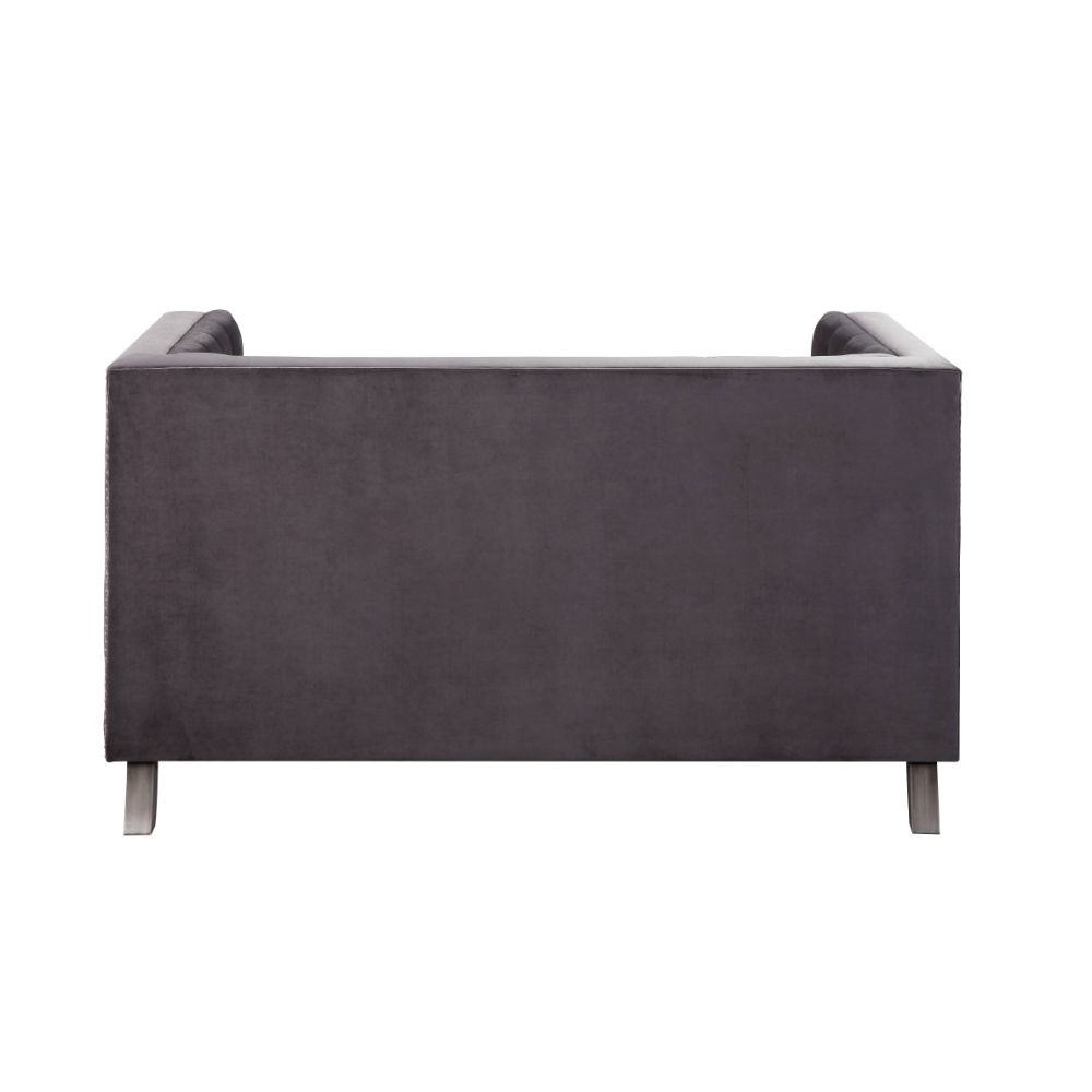 ACME Hegio Gray Velvet Loveseat with 2 Pillows Model 55266
