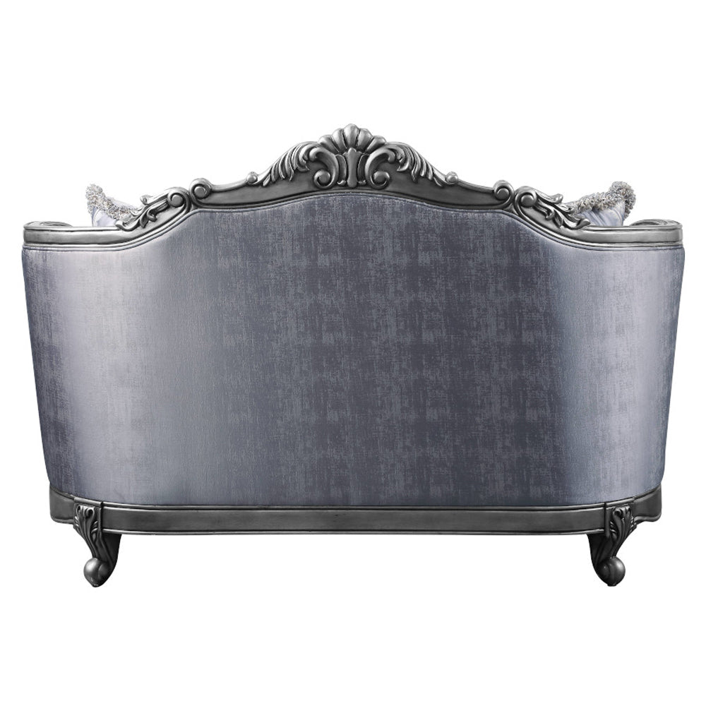 ACME Ariadne Fabric & Platinum Loveseat with 3 Pillows Model 55346