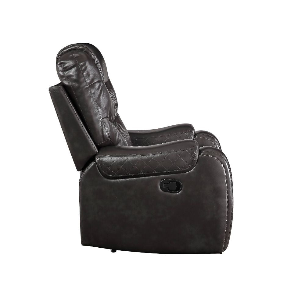 ACME Braylon Magnetite Synthetic Leather Motion Loveseat with Console Model 55411