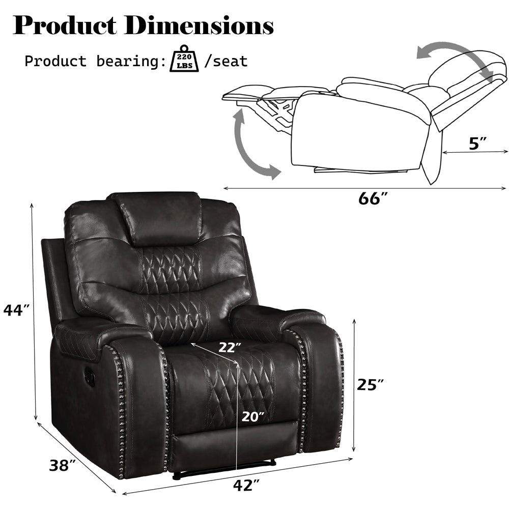 ACME Braylon Magnetite Synthetic Leather Motion Recliner Model 55412