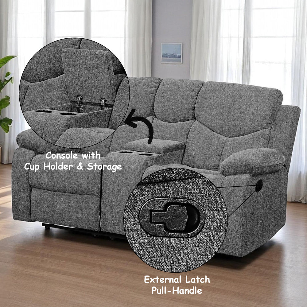 ACME Kalen Gray Chenille Motion Loveseat with Console Model 55441