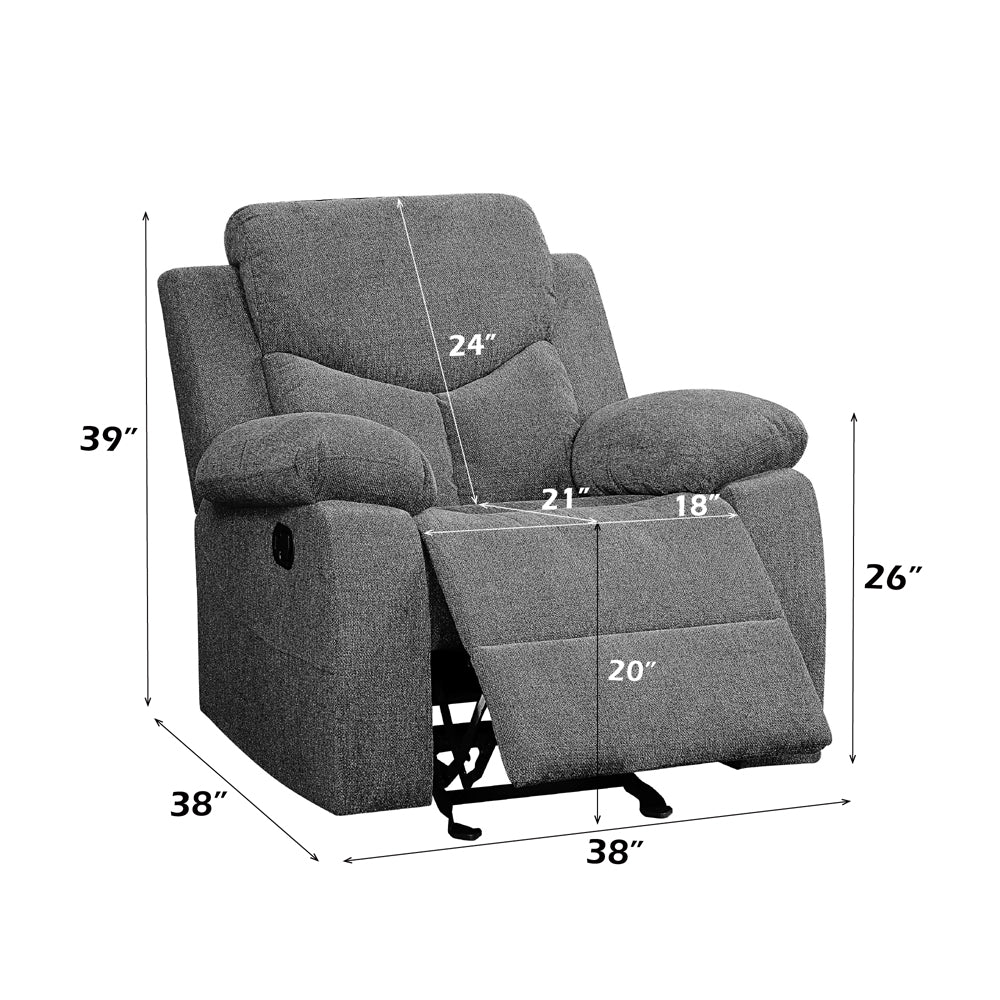 ACME Kalen Gray Chenille Motion Glider Recliner Model 55442