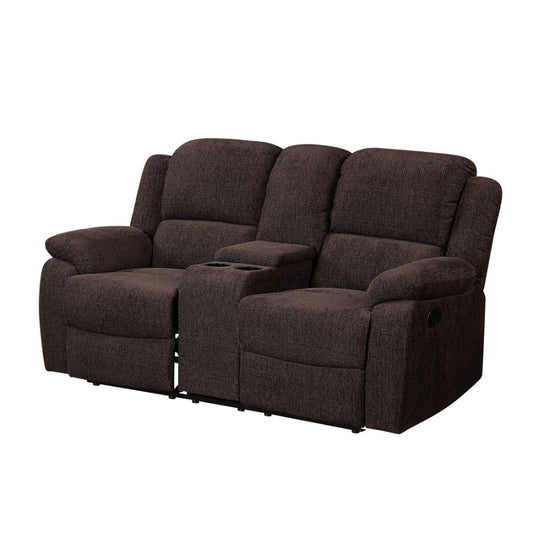 ACME Madden Brown Chenille Motion Loveseat with Console Model 55446