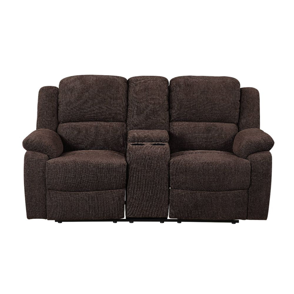ACME Madden Brown Chenille Motion Loveseat with Console Model 55446